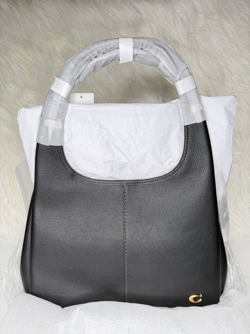 Coach Women’s Lana Large Leather Shoulder Bag - Brass/Black - Picture 7 of 8